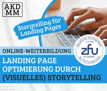 Fernlehrgang Landing Page Optimierung durch (visuelles) Storytelling Banner